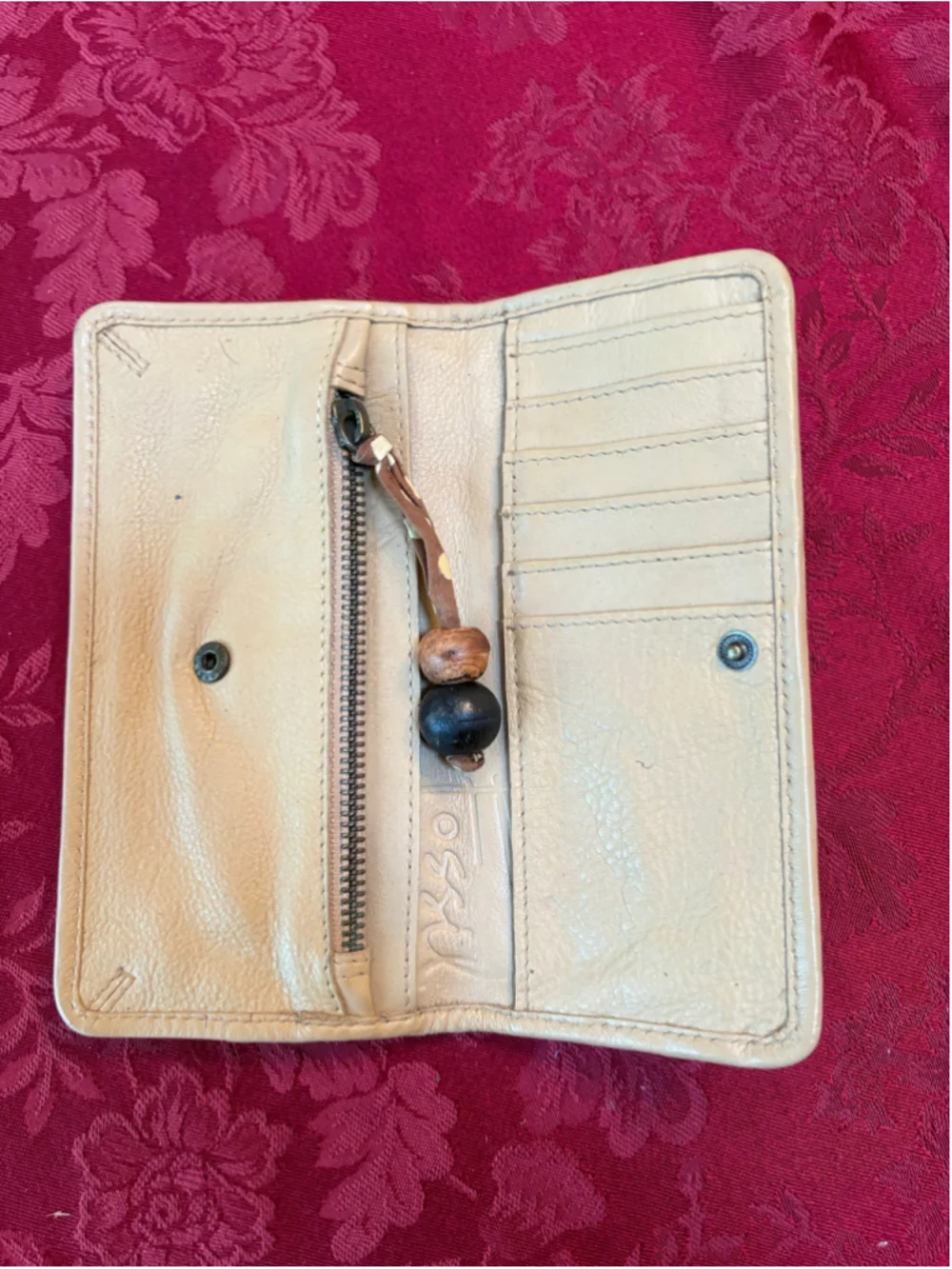 Fossil Beige and Black Perforated Leather Satchel Bag